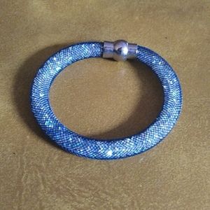 Mesh blue with small faux crystals